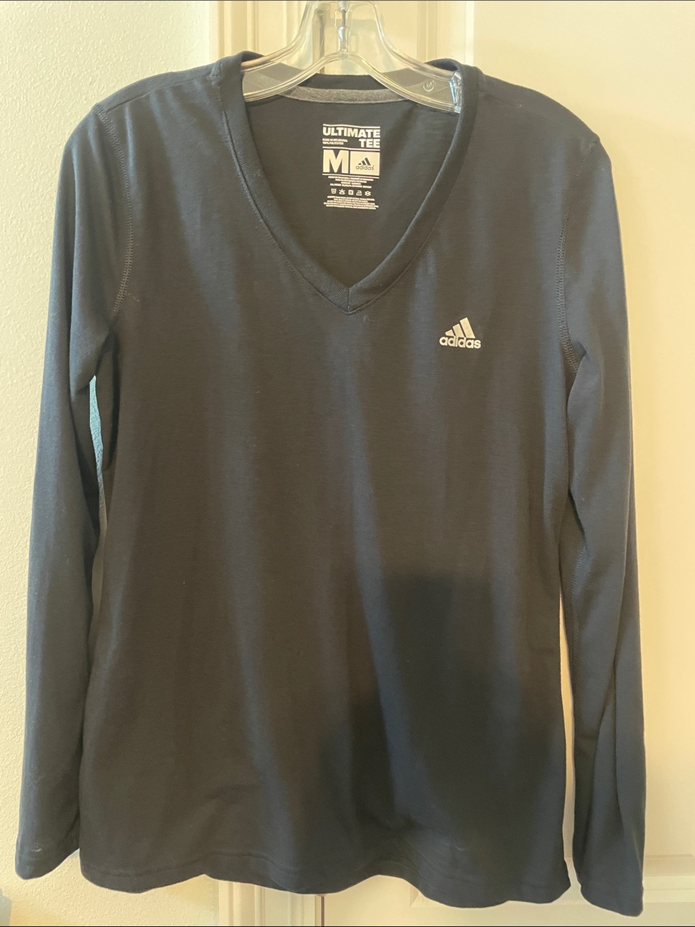 adidas Black V-Neck Long Sleeve Shirt
